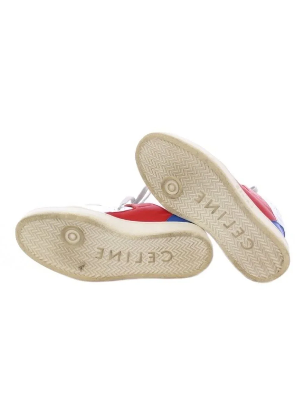 Celine Velcro Strap Mid High Cut Sneakers Shoes Logo 39 Silver Color BB - Picture 6 of 7